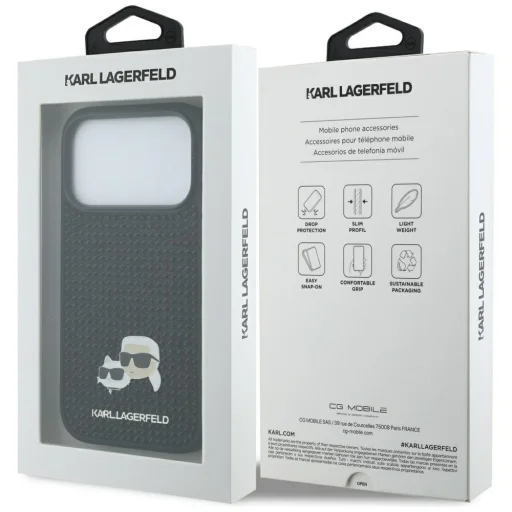 iPhone 17 Pro Karl Lagerfeld Strasszok Karl&Choupette Pin fekete tok - 8