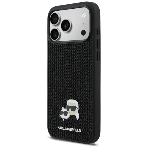 iPhone 17 Pro Max Karl Lagerfeld Rhinestones Karl&Choupette Pin fekete tok - 2