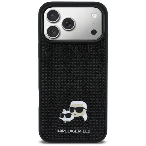 iPhone 17 Pro Max Karl Lagerfeld Rhinestones Karl&Choupette Pin fekete tok - 3