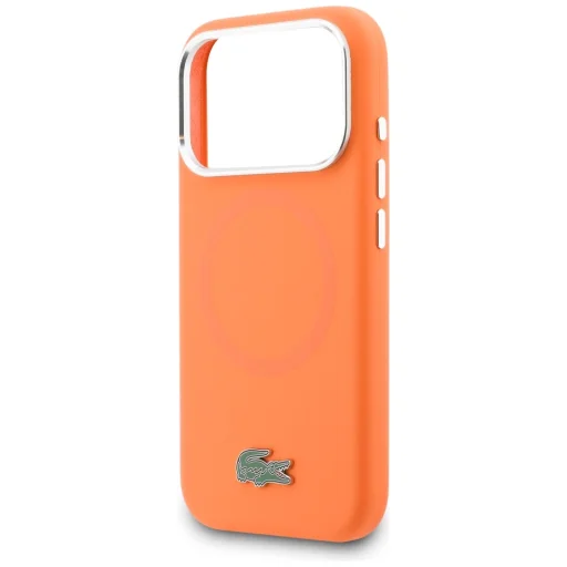 iPhone 17 Pro Max Lacoste HC Szilikon Fém Logó MagSafe tok narancssárga - 6