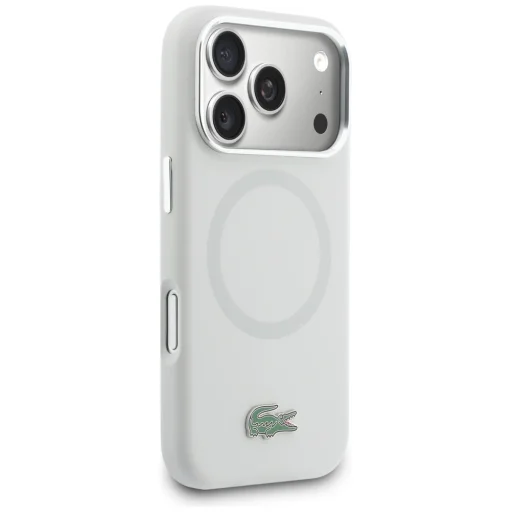 iPhone 17 Pro Max Lacoste HC Szilikon Fém Logó MagSafe tok szürke - 4