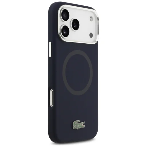 iPhone 17 Pro Max Lacoste Szilikon Fém Logó MagSafe tok, sötétkék - 4