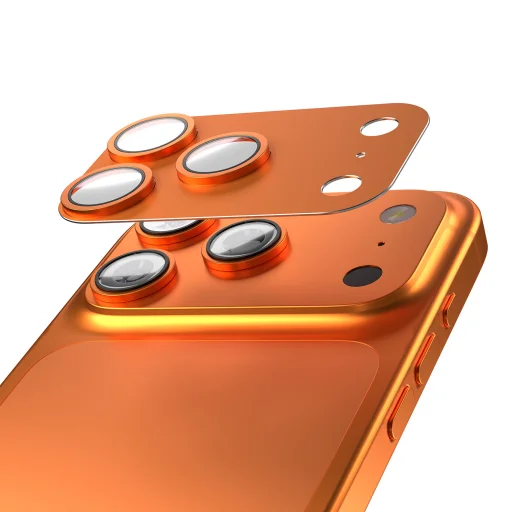 iPhone 17 Pro teljes kamera lencsevédő narancssárga üvegfólia - 1