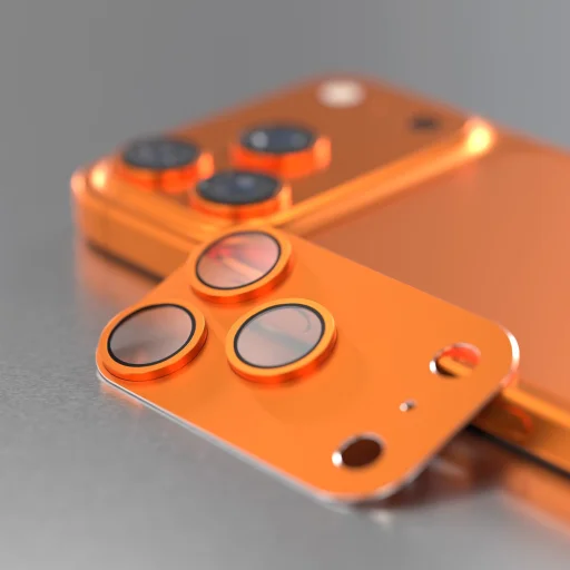 iPhone 17 Pro Max teljes kamera lencsevédő narancssárga üvegfólia - 2