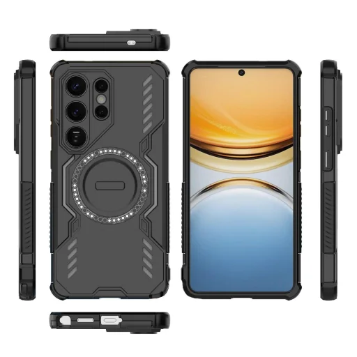 Samsung Galaxy S26 Ultra Butterfly Armor MagSafe mágneses gyűrűs ütésálló tok – fekete - 3