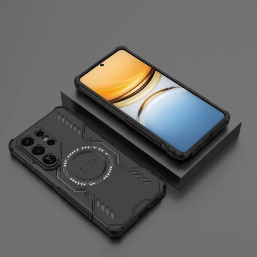 Samsung Galaxy S26 Ultra Butterfly Armor MagSafe mágneses gyűrűs ütésálló tok – fekete - 5