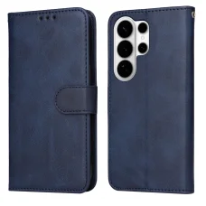 Samsung Galaxy S26 Ultra klasszikus PU bőr fliptok, tok – kék