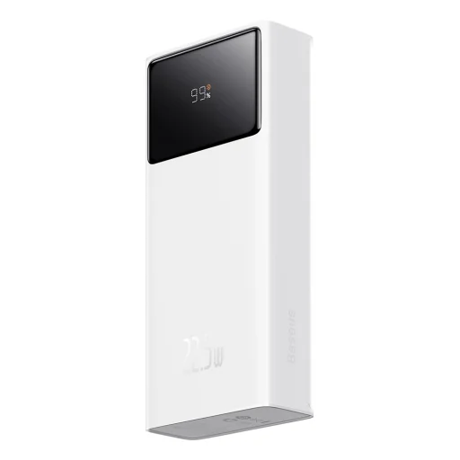 Baseus - Power Bank Star-Lord (PPXJ080102) - 2x USB, Type-C, Micro-USB, 22.5W, 30000mAh, Type-C kábel, 3A, 30cm - Fehér - 2
