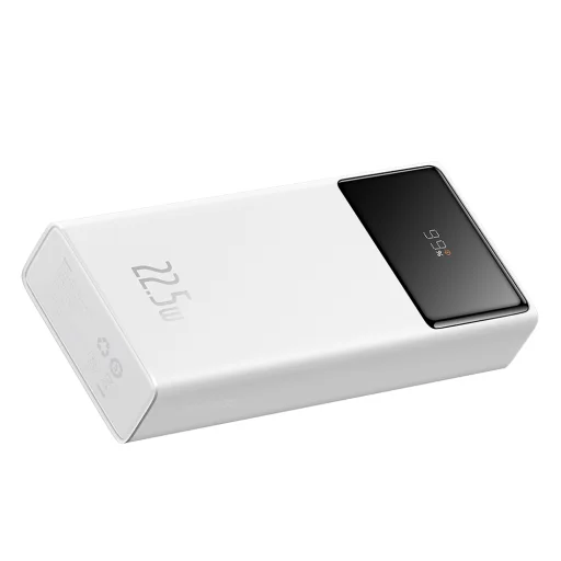 Baseus - Power Bank Star-Lord (PPXJ080102) - 2x USB, Type-C, Micro-USB, 22.5W, 30000mAh, Type-C kábel, 3A, 30cm - Fehér - 4