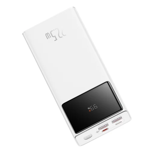 Baseus - Power Bank Star-Lord (PPXJ080102) - 2x USB, Type-C, Micro-USB, 22.5W, 30000mAh, Type-C kábel, 3A, 30cm - Fehér - 1