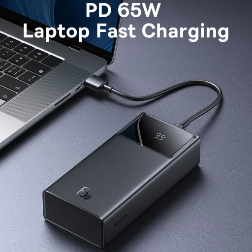 Baseus - Power Bank Star-Lord (P10022908113-00) - 2x USB, Type-C, Micro-USB, 65W, 30000mAh, Type-C kábel, 3A, 30cm - Fekete - 5