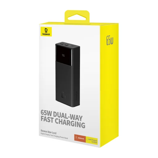 Baseus - Power Bank Star-Lord (P10022908113-00) - 2x USB, Type-C, Micro-USB, 65W, 30000mAh, Type-C kábel, 3A, 30cm - Fekete - 7