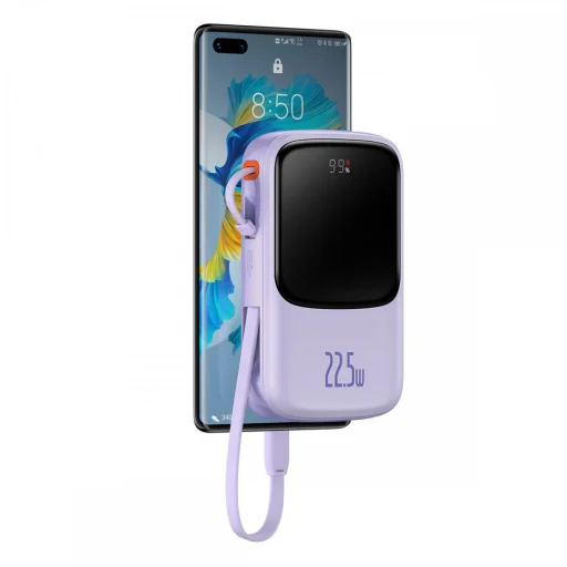 Baseus - Power Bank Qpow Pro (PPQD030105) - QC/PD/SCP/FCP, 20000mAh, 22.5W kábellel USB-C - Lila - 2