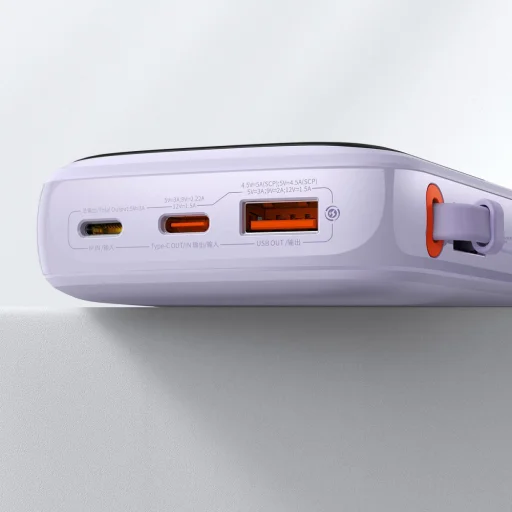 Baseus - Power Bank Qpow Pro (PPQD030105) - QC/PD/SCP/FCP, 20000mAh, 22.5W kábellel USB-C - Lila - 5