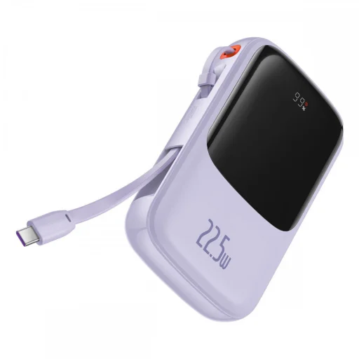Baseus - Power Bank Qpow Pro (PPQD030105) - QC/PD/SCP/FCP, 20000mAh, 22.5W kábellel USB-C - Lila - 1