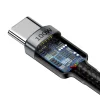 Baseus - Data Cable Cafule (CATKLF-DLG1) - Type-C to Type-C, Gyors töltés, 100W, 480Mbps, 1m - Szürke / Fekete thumbnail