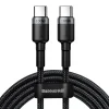 Baseus - Data Cable Cafule (CATKLF-DLG1) - Type-C to Type-C, Gyors töltés, 100W, 480Mbps, 1m - Szürke / Fekete thumbnail