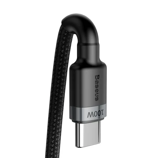 Baseus - Data Cable Cafule (CATKLF-DLG1) - Type-C to Type-C, Gyors töltés, 100W, 480Mbps, 1m - Szürke / Fekete - 2