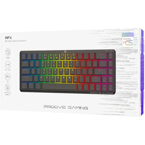 Proove - Vezeték nélküli gamer billentyűzet AFK (WKAFKEN22001) - 2.4GHz, Bluetooth, RGB háttérvilágítás, 68 gomb, 1500mAh, 1.5m - Fekete - 4