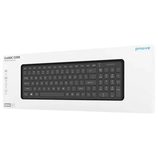 Proove - Wireless Keyboard Classic Code (KBCDEN00003001) - 2.4GHz, Membrán Kapcsolók, 98 Billentyű, 1xAAA Elem, Teljes Méret - Fekete - 6