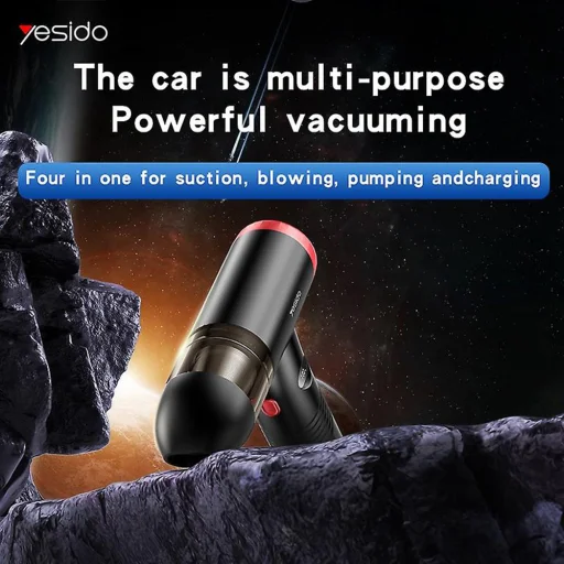 Yesido - Autós porszívó (VC06) - Fújásra és szívásra, 96W, 2000mAh, 60000rpm - Fekete - 3