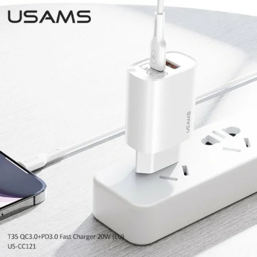 USAMS T35 US-CC121 Hálózati USB-C töltő adapter fehér - 2