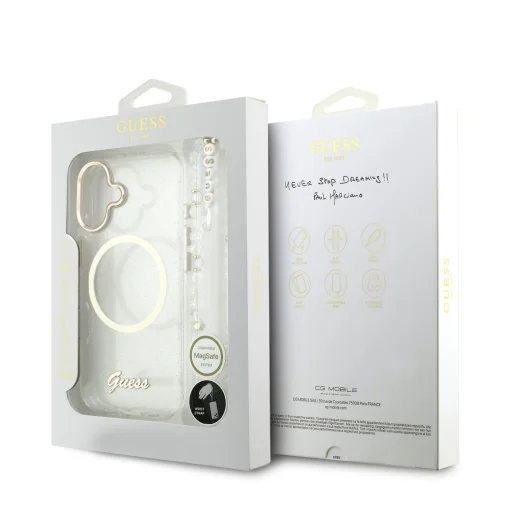 Guess IML Glitter Script Strap MagSafe tok iPhone 17-hez Átlátszó - 7