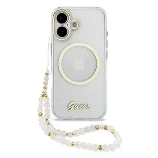 Guess IML Glitter Script Strap MagSafe tok iPhone 17-hez Átlátszó - 1