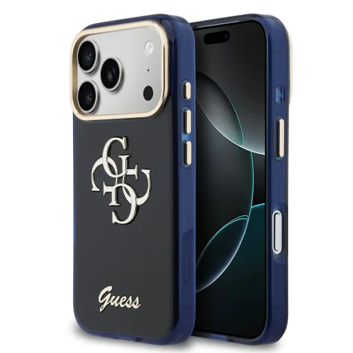 Guess IML 4G Script Metal Logo iPhone 17 Pro Max tok kék tok - 1