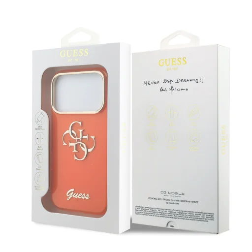 Guess IML 4G Script Metal Logo tok iPhone 17 Pro Max narancs - 7