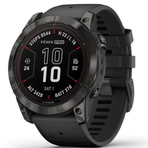 Garmin Fenix 7X Pro Okosóra 51mm, GPS, Fekete fekete szilikon szíjjal EU - 1