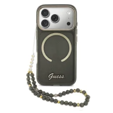 Guess IML Glitter Script Strap MagSafe tok iPhone 17 Pro fekete tok