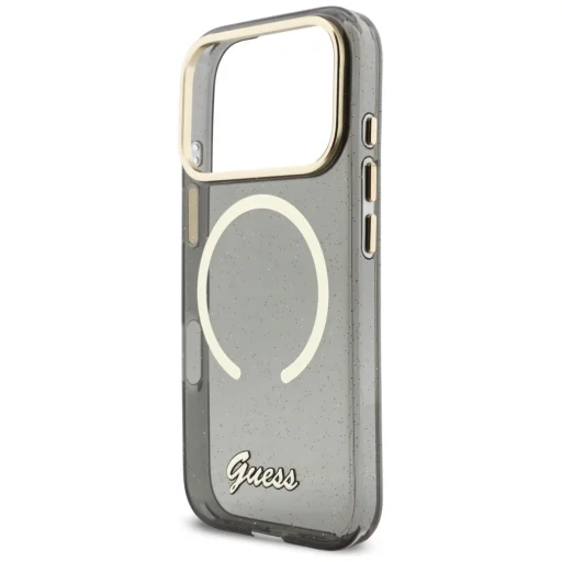 Guess IML Glitrové puzdro so Script remienkom MagSafe pre iPhone 17 Pro, čierne - 6