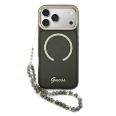 Guess IML Glitter Script Strap MagSafe tok iPhone 17 Pro Max fekete tok