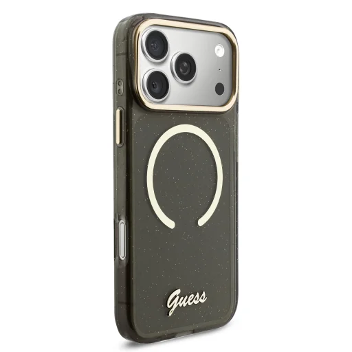 Guess IML Glitter Script Strap MagSafe tok iPhone 17 Pro Max fekete tok - 2