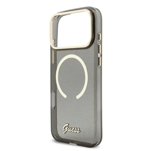 Guess IML Glitter Script Strap MagSafe tok iPhone 17 Pro Max fekete tok - 3