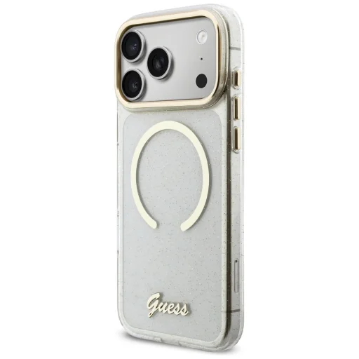 Guess IML trblietavý písaný remienok MagSafe priehľadné puzdro pre iPhone 17 Pro Max - 3