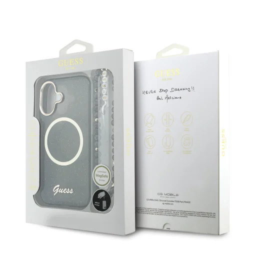 Guess IML Glitter Script Strap MagSafe iPhone 17 tok fekete - 7