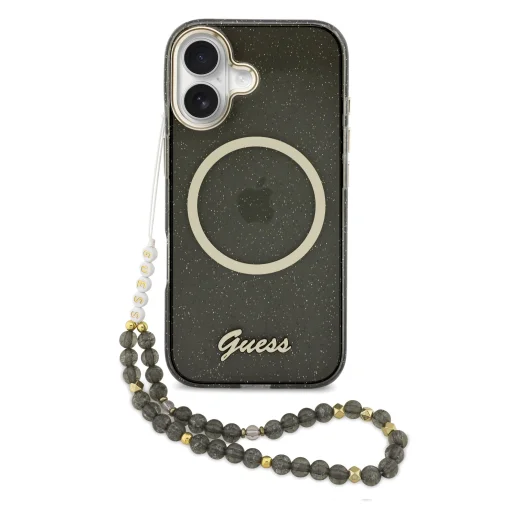 Guess IML Glitter Script Strap MagSafe iPhone 17 tok fekete - 1