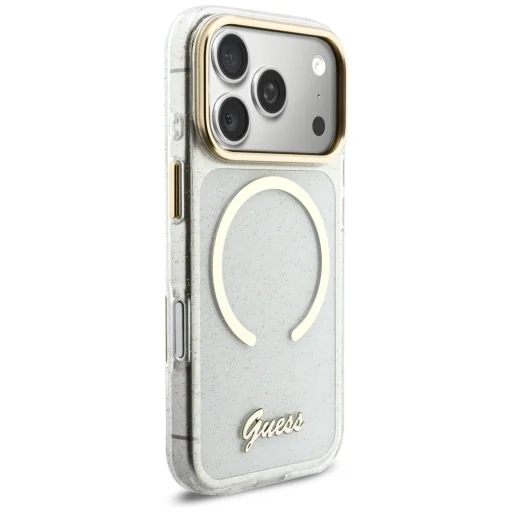 Guess IML Glitter Script Strap MagSafe puzdro pre iPhone 17 Pro, priehľadné - 4