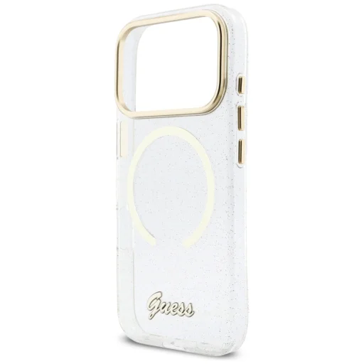 Guess IML Glitter Script Strap MagSafe puzdro pre iPhone 17 Pro, priehľadné - 6