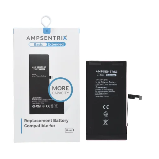 iPhone 15 Plus AmpSentrix Basic akkumulátor (nagy kapacitású 4700 mAh) - 1