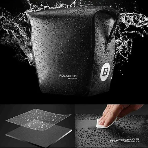 Rockbros AS-003-1BK vízálló biciklis táska vállpánttal, elöl/hátul felszerelhető, 10-14l - fekete - 7