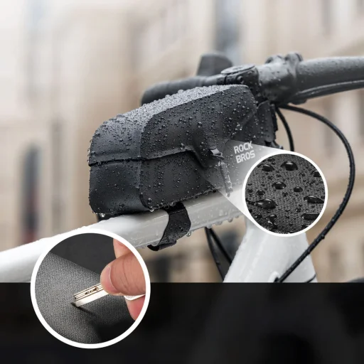 Rockbros 30120122002 Vízálló Biciklis Vázra Szerelhető Táska Mágneses Záródással 0.9L - Fekete - 3