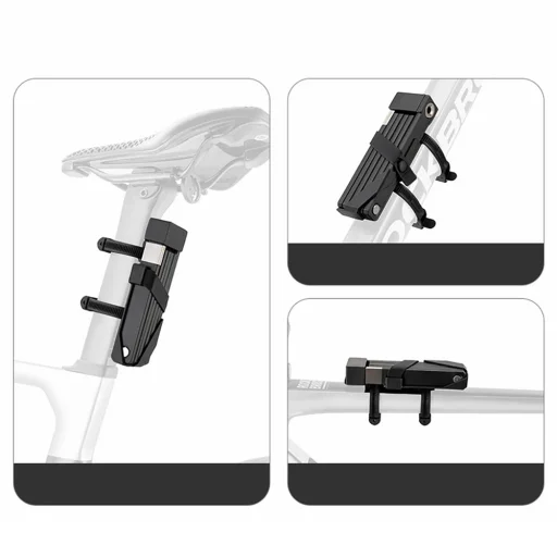 Rockbros 32140003001 összecsukható biciklizár kulccsal és fogantyúval, 88 cm - fekete - 4