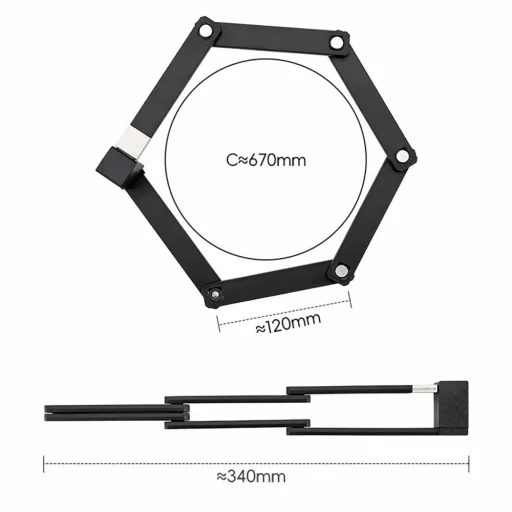 Rockbros 32140003001 összecsukható biciklizár kulccsal és fogantyúval, 88 cm - fekete - 6