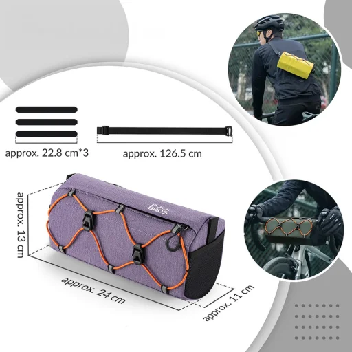 Rockbros 30110054005 Kormányra szerelhető biciklis táska 2,2L - Lila - 6