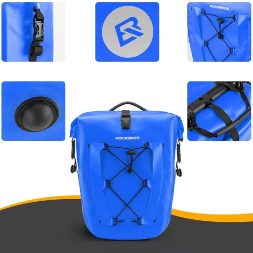 Rockbros 30140022004 vízálló kerékpártáska 25-32L - Kék - 5