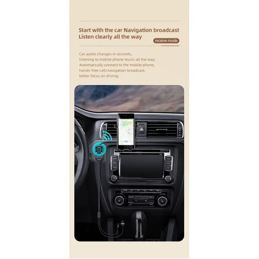 HIGI C5 Bluetooth 5.0 vezeték nélküli audió adapter, autós kihangosító és zenelejátszó funkcióval - 13