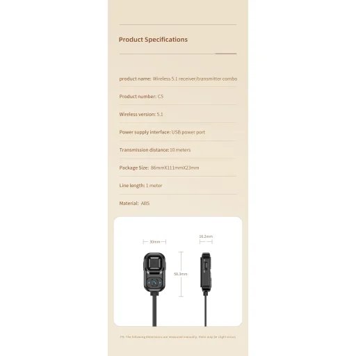 HIGI C5 Bluetooth 5.0 vezeték nélküli audió adapter, autós kihangosító és zenelejátszó funkcióval - 14